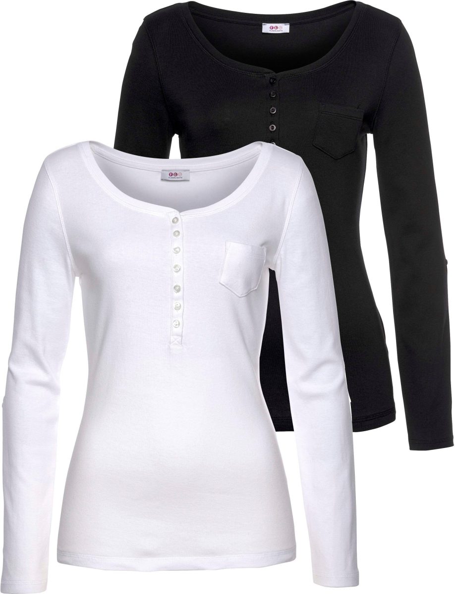 Flashlights Shirt met lange mouwen Omslagmouwen met trensje en knoop (Set van 2)