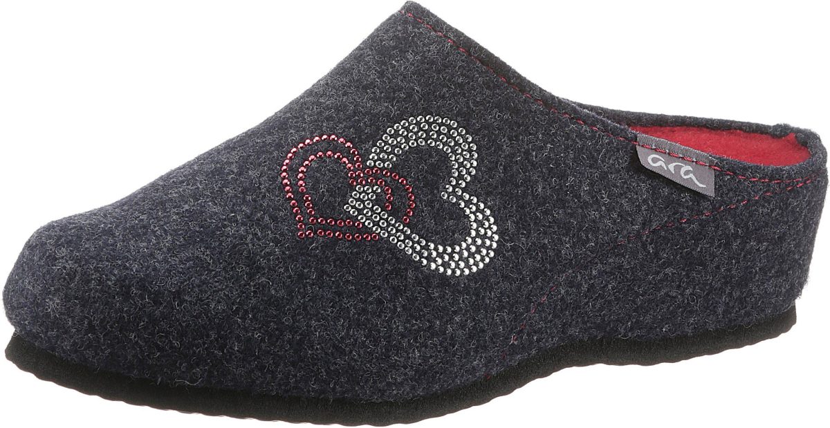 Ara Pantoffels Cosy met hartvormige strassteentjesgarneringen