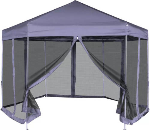 VidaXL Partytent Pop-up Zeshoekig Met 6 Zijwanden 3,6x3,1 M Donkerblauw