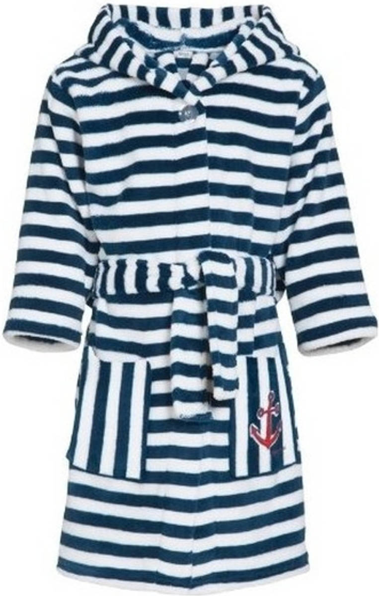 Playshoes Blauw/witte Badjas/ochtendjas Met Strepen Voor Kinderen 134/140 (9-10 Jr) - Badjassen