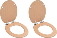 VidaXL Toiletbrillen 2 St Met Soft-close Deksels Mdf Bamboeontwerp
