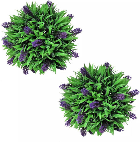 VidaXL Kunstbuxus Bal Met Lavendel 28 Cm Set Van 2