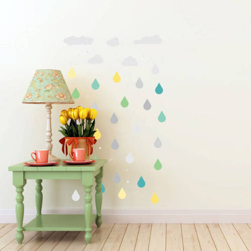 Walplus Home Decoratie Sticker - Wolken & Regendruppels