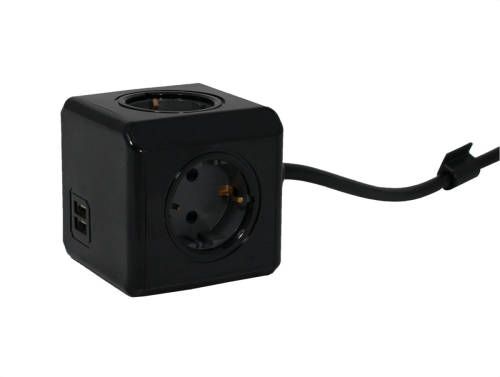 Allocacoc Black Powercube Extended Duo Usb - 1.5m