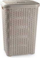 Forte Plastics Grote Rotan Wasmand Met Deksel Van 60 Liter In Het Taupe - Wasmanden