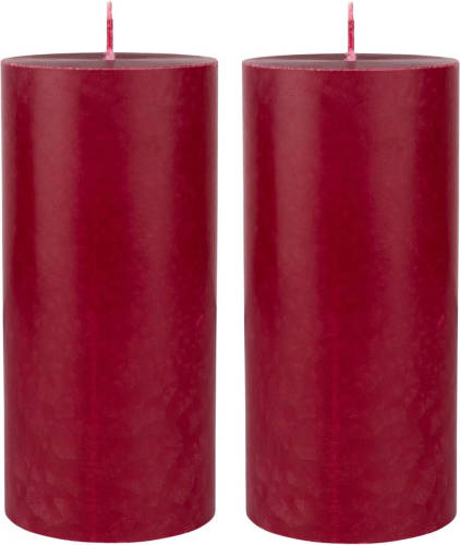 Duni 2x Stuks Rood Bordeaux Cilinderkaarsen/ Stompkaarsen 15 X 7 Cm 50 Branduren - Stompkaarsen