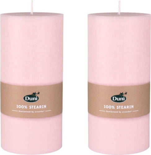 Duni 2x Stuks Mellow Roze Cilinderkaarsen/ Stompkaarsen 15 X 7 Cm 50 Branduren - Stompkaarsen