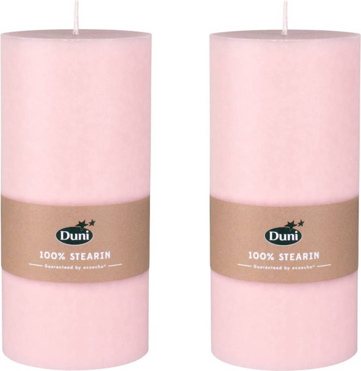 Duni 2x Stuks Mellow Roze Cilinderkaarsen/ Stompkaarsen 15 X 7 Cm 50 Branduren - Stompkaarsen