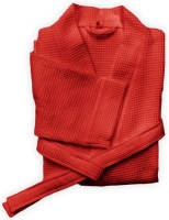 Heckett & Lane Hnl Bath Wafel Badjas Kuitlengte - Fiery Red - S