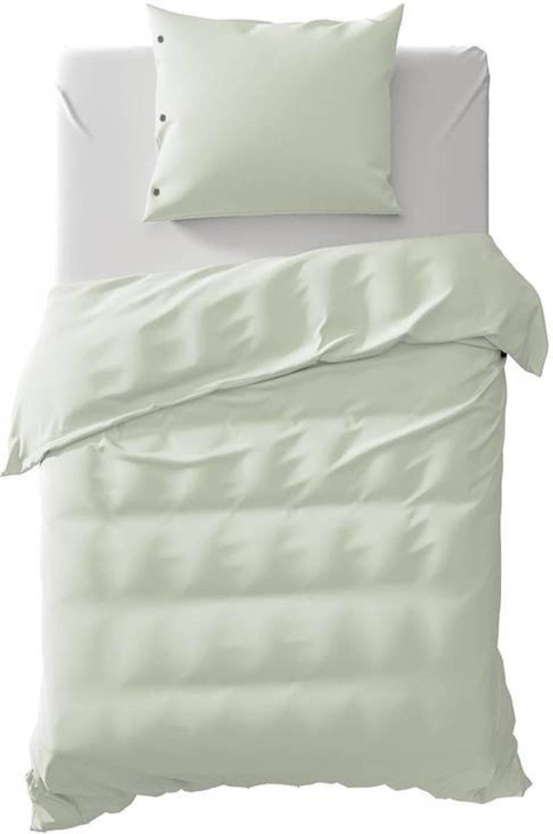 Yellow Percale Dekbedovertrek - 1-persoons (140x200/220 Cm + 1 Sloop) - Percal Katoen - Ice Green