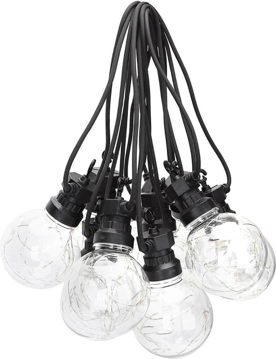 BES LED Led Lichtsnoer - Aigi Suci - Warm Wit 2700k - 1.77w - 8 Meter - 10 Led's Transparant - Waterdicht Ip44 - Zwart