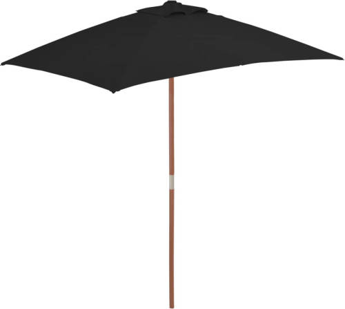 VidaXL Parasol Met Houten Paal 150x200 Cm Zwart