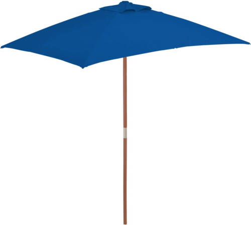 VidaXL Parasol Met Houten Paal 150x200 Cm Blauw