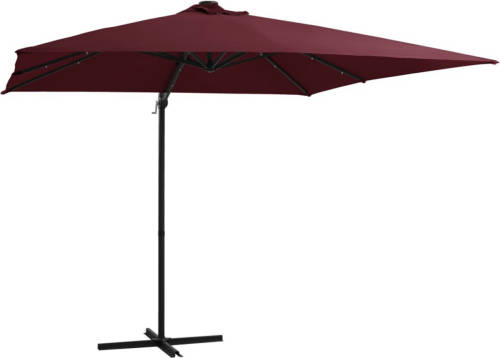 VidaXL Zweefparasol Met Led-verlichting 250x250 Cm Bordeauxrood