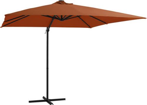 VidaXL Zweefparasol Met Led-verlichting 250x250 Cm Terracottakleurig