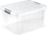 Forte Plastics 1x Opslagbakken/organizers Met Deksel 25 Liter 42 Cm Transparant - Opbergbox