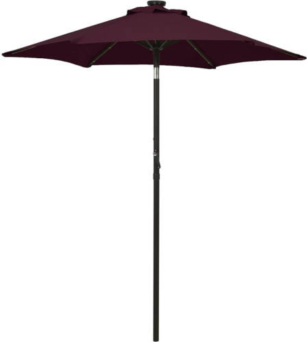 VidaXL Parasol Met Led-verlichting 200x211 Cm Aluminium Bordeauxrood