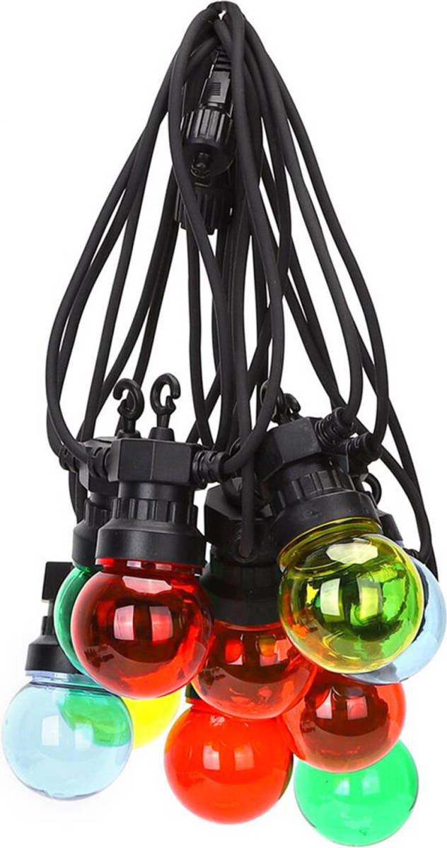 BES LED Led Lichtsnoer - Aigi Suci - Warm Wit 2700k - 6w - 8 Meter - 10 Led's Meerkleurig - Waterdicht Ip44 - Zwart