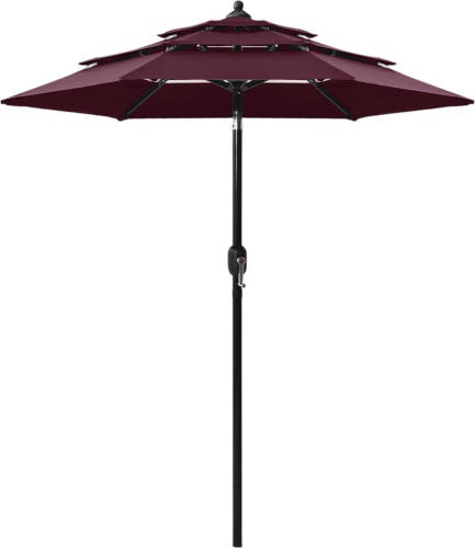 VidaXL Parasol 3-laags Met Aluminium Paal 2 M Bordeauxrood