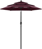 VidaXL Parasol 3-laags Met Aluminium Paal 2 M Bordeauxrood