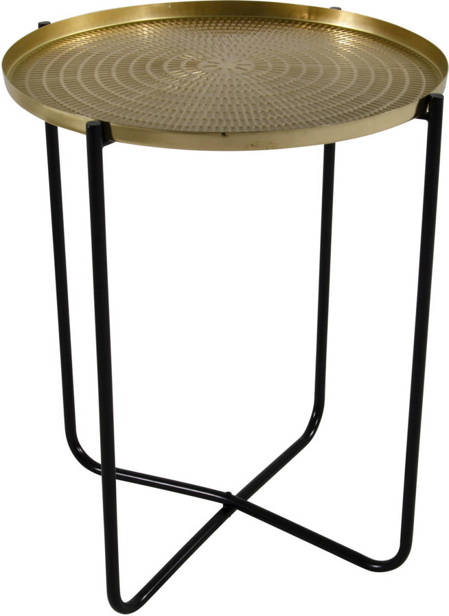 Lesli Living Ronde Bijzettafel/plantenstandaard Goud 50 Cm - Bijzettafels