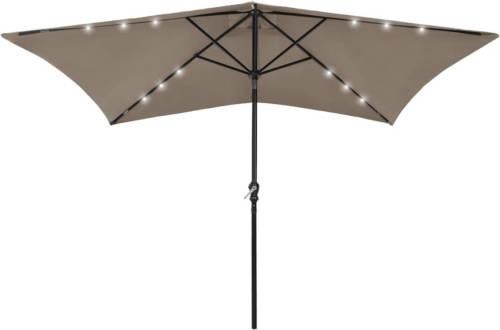 VidaXL Parasol Met Led's En Stalen Paal 2x3 M Taupe