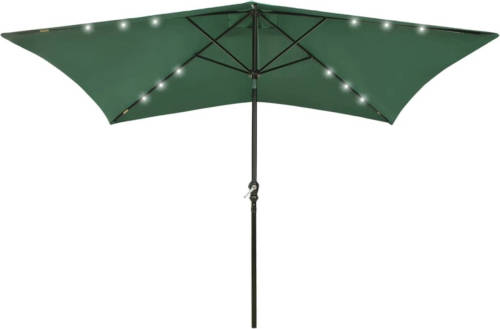 VidaXL Parasol Met Led's En Stalen Paal 2x3 M Groen