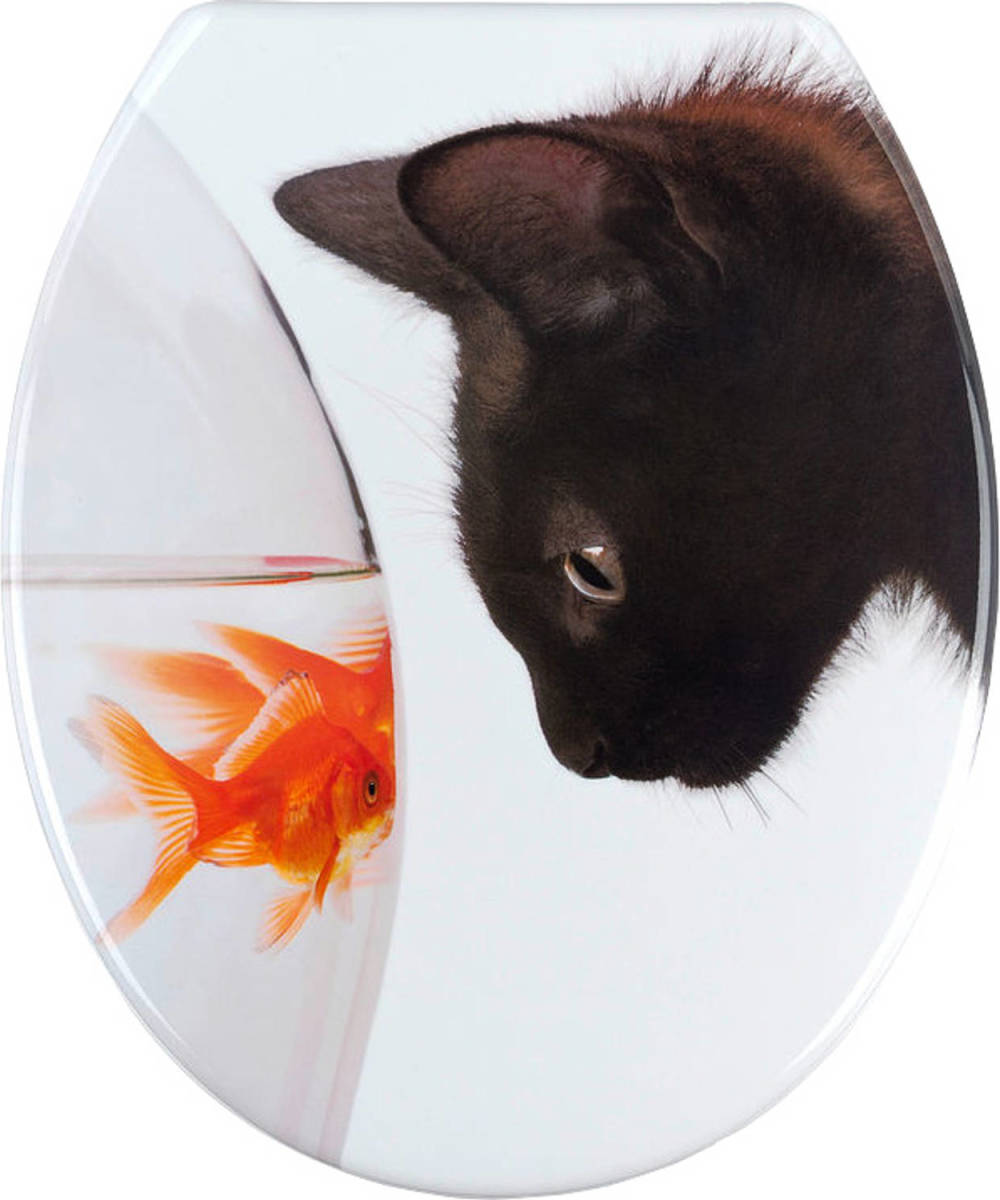 Wenko Toiletbril Fish & Cat 38 X 42 Cm Duroplast Wit
