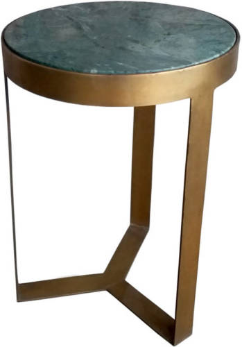 livingfurn - Bijzettafel - Glennis Marble Green Gold 40 Cm