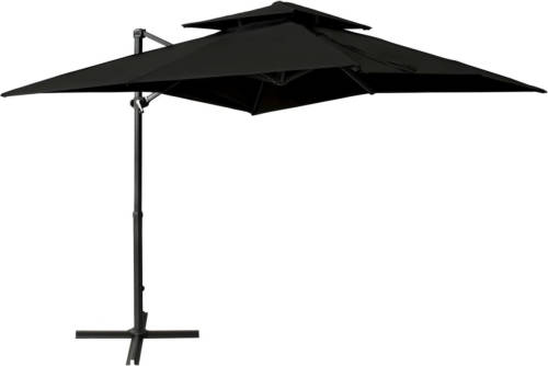 VidaXL Zweefparasol Met Dubbel Dak 250x250 Cm Zwart