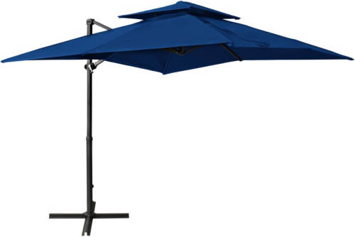 VidaXL Zweefparasol Met Dubbel Dak 250x250 Cm Azuurblauw