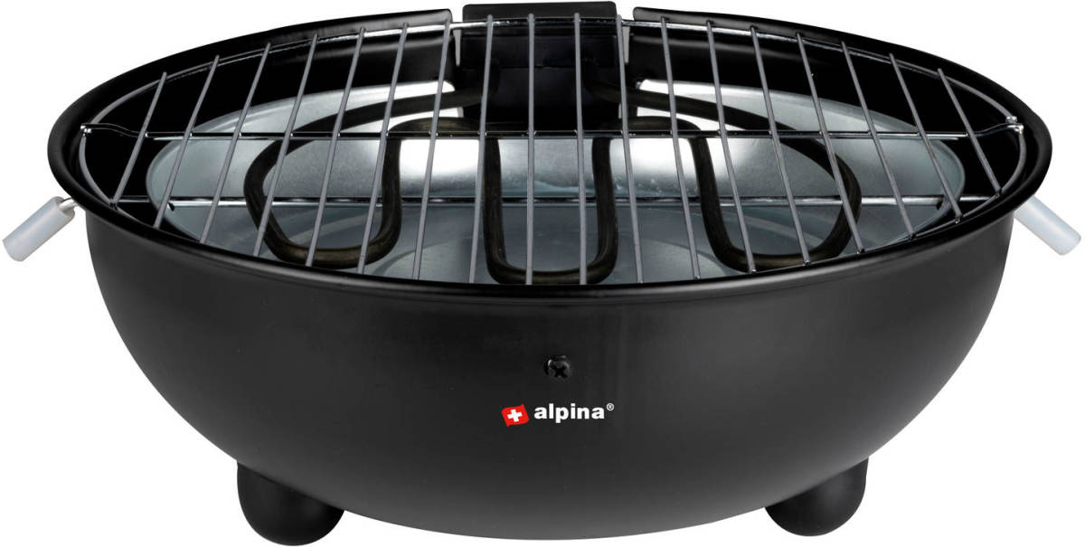 Alpina Elektrische Bbq - Tafel-barbecue - Geen Rook - Binnen Barbecueën - 1250w - Ø 30 Cm - Zwart
