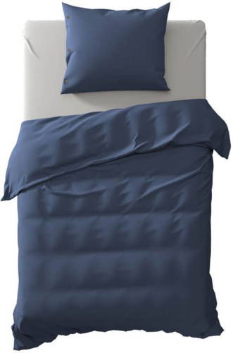 Yellow Percale Dekbedovertrek - 1-persoons (140x200/220 Cm + 1 Sloop) - Percal Katoen - Midnight Blue