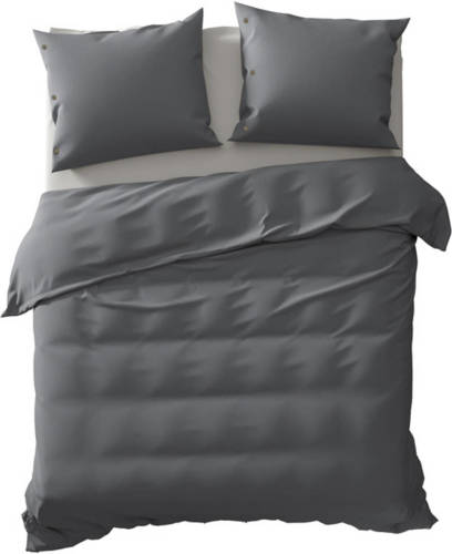 Yellow Geel Dekbedovertrek Percale - Staalgrijs - 1-persoons 140x200/220 Cm