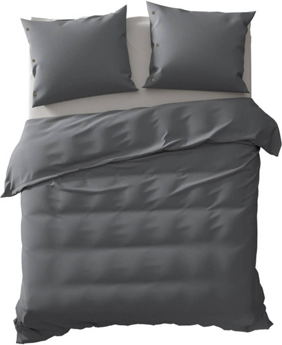 Yellow Geel Dekbedovertrek Percale - Staalgrijs - 1-persoons 140x200/220 Cm