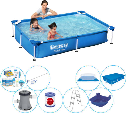 Bestway Steel Pro Rechthoekig 221x150x43 Cm - Zwembad Inclusief Accessoires