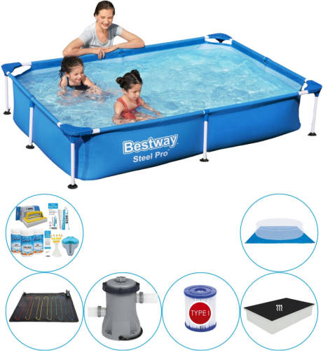 Bestway Steel Pro Rechthoekig 221x150x43 Cm - Zwembad Combinatie Deal