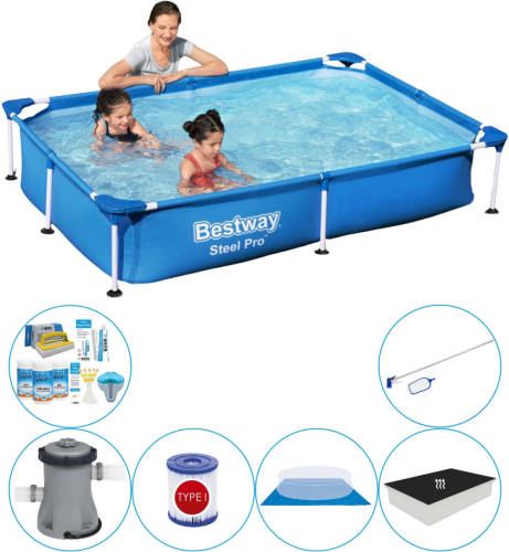 Bestway Steel Pro Rechthoekig 221x150x43 Cm - Zwembad Combinatie Set