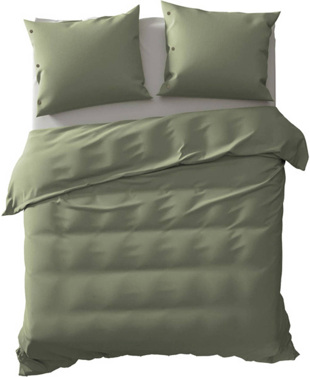 Yellow Geel Dekbedovertrek Percale - Army Groen - 1-persoons 140x200/220 Cm