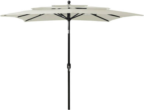 VidaXL Parasol 3-laags Met Aluminium Paal 2,5x2,5 M Zandkleurig