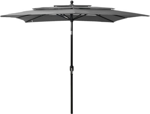 VidaXL Parasol 3-laags Met Aluminium Paal 2,5x2,5 M Antracietkleurig