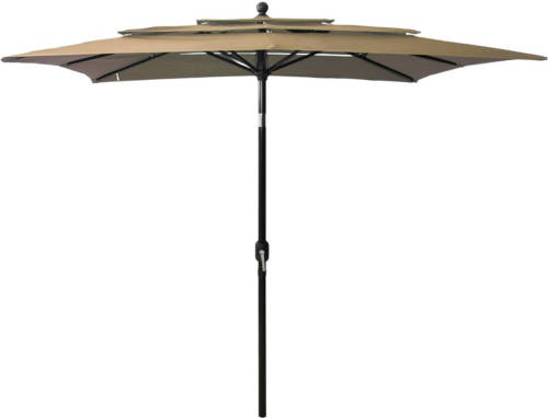 VidaXL Parasol 3-laags Met Aluminium Paal 2,5x2,5 M Taupe