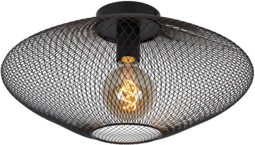 Lucide Mesh Plafonnière-zwart-ø45-1xe27-40w-metaal
