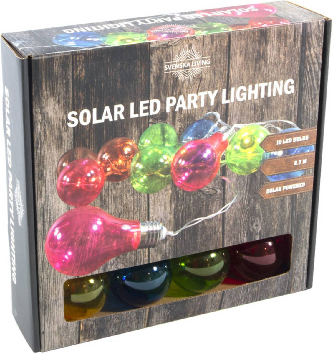 Bellatio Decorations Solar Feestverlichting/tuinverlichting Met 10 Neon Gekleurde Lampjes - Lichtsnoer Voor Buiten