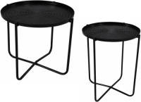 Lesli Living Set Van 2x Stuks Ronde Bijzettafel/plantenstandaard Zwart 35 En 50 Cm - Bijzettafels
