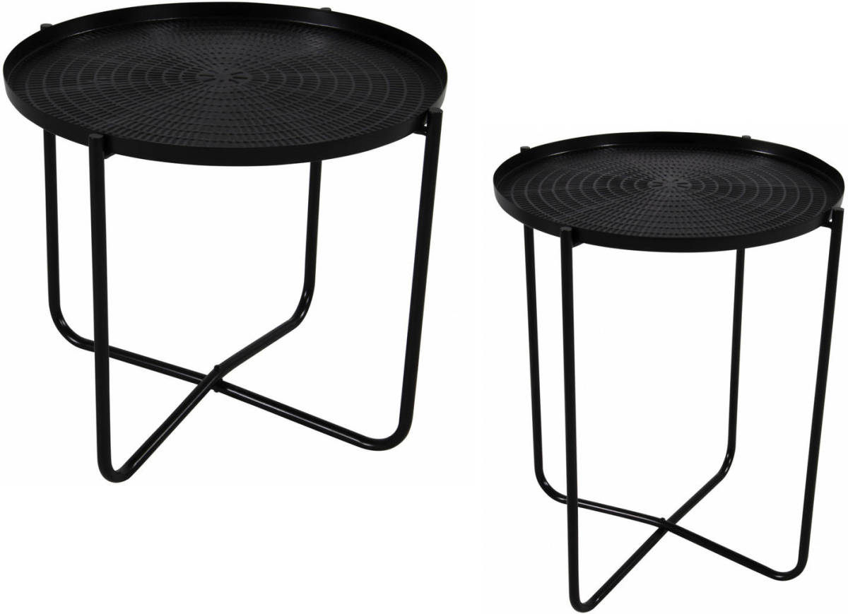 Lesli Living Set Van 2x Stuks Ronde Bijzettafel/plantenstandaard Zwart 35 En 50 Cm - Bijzettafels