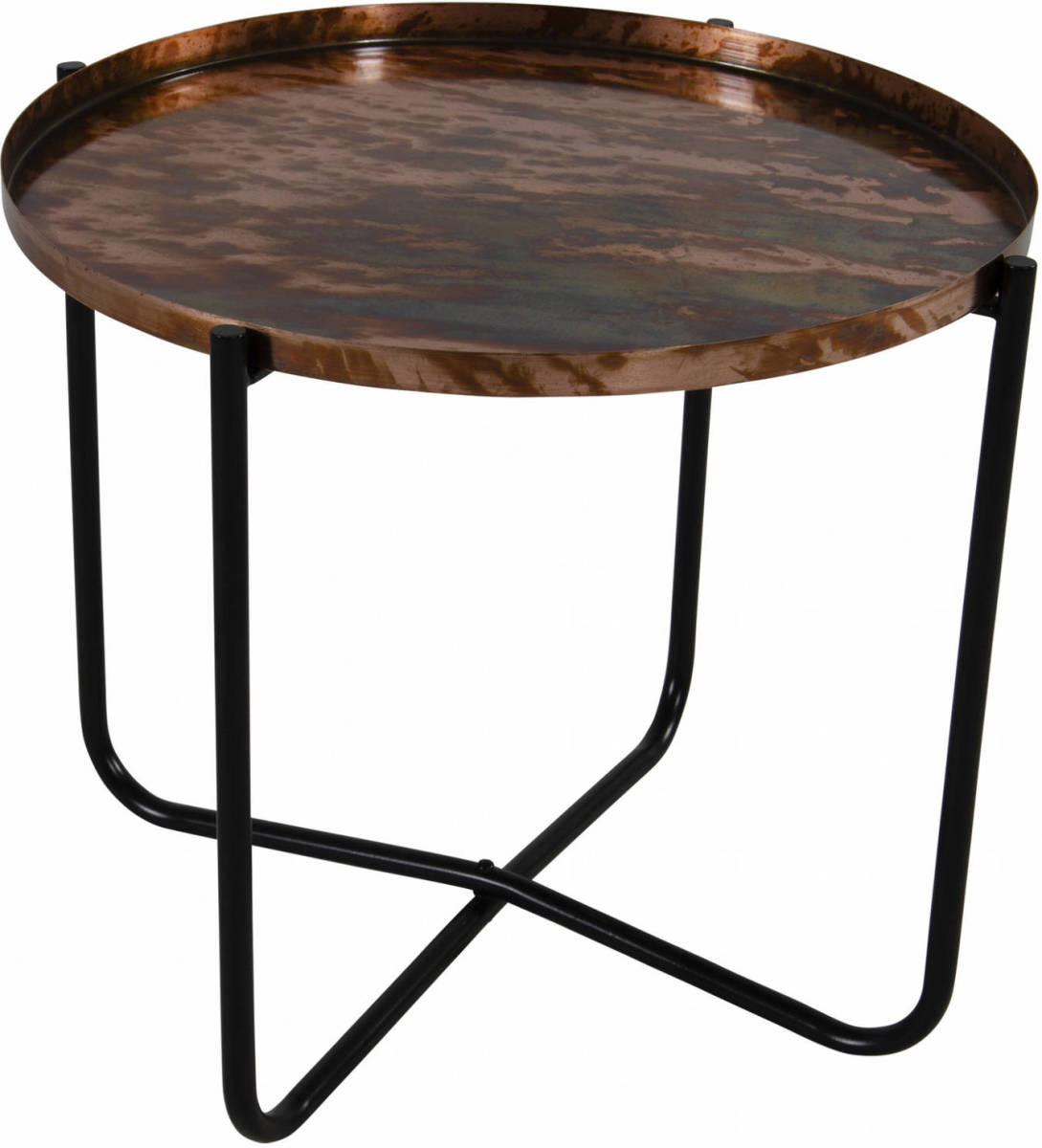 Lesli Living Ronde Bijzettafel/plantenstandaard Oud Koper 35 Cm - Bijzettafels