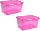 Forte Plastics 3x Opslagbakken/organizers Met Deksel 60 Liter 63 X 46 X 32 Transparant Roze - Opbergbox