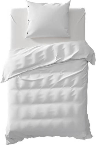 Yellow Percale Dekbedovertrek - 1-persoons (140x200/220 Cm + 1 Sloop) - Percal Katoen - White