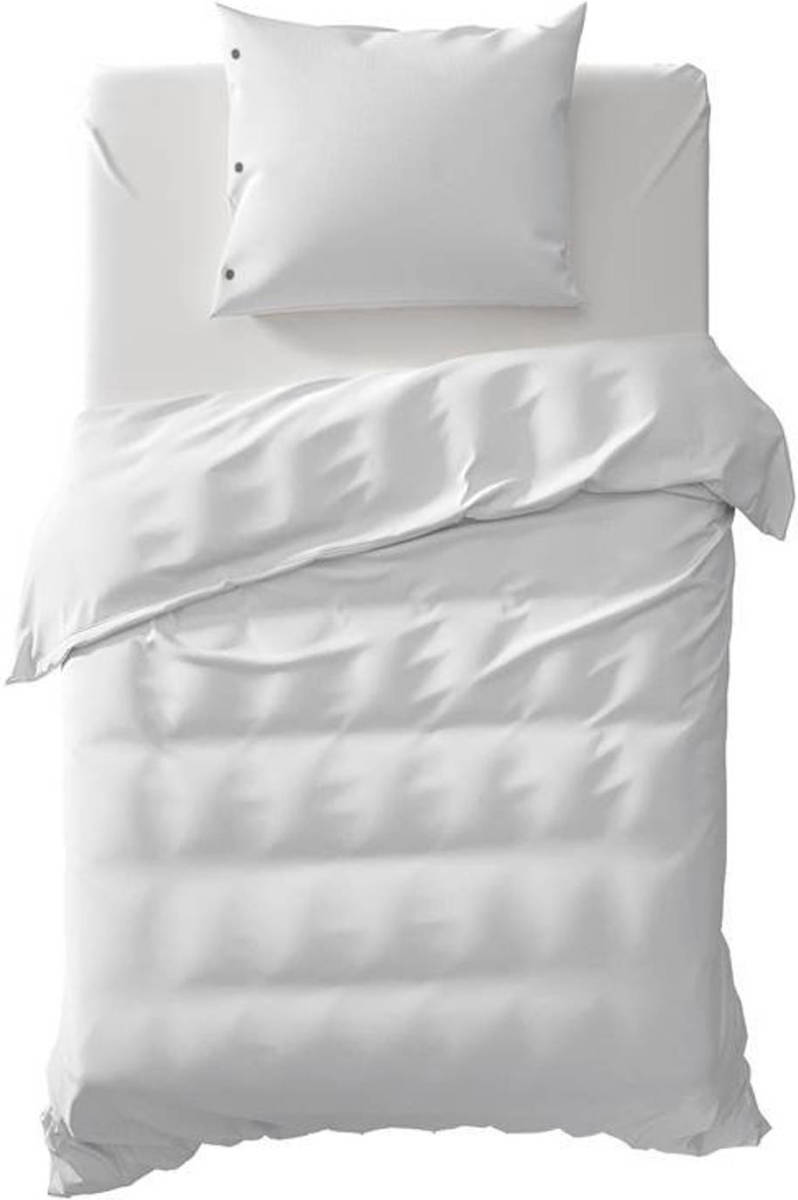 Yellow Percale Dekbedovertrek - 1-persoons (140x200/220 Cm + 1 Sloop) - Percal Katoen - White